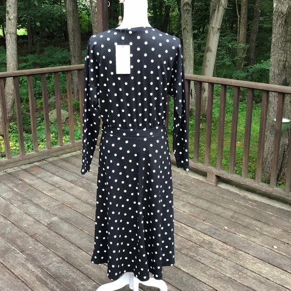NWT! ZARA black Long Sleeve Polka dot dress - Picture 3 of 8